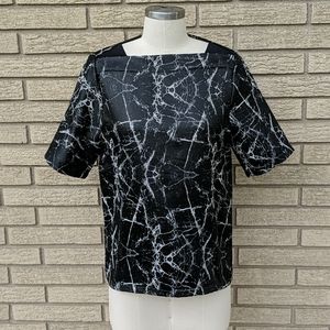 Marble boxy boat neck top